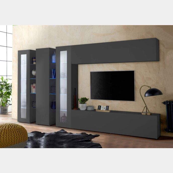Offerta Parete attrezzata con vetrine finitura Antracite, Made in Italy