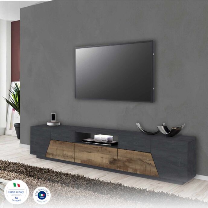 Innovativo Porta TV L.220 cm, colore Pero e Ardesia Zenzero Shop