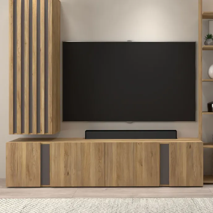 porta tv grigio e rovere