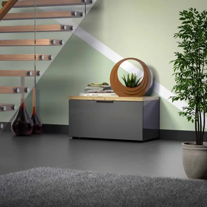 Panca 1 ribalta, colore Antracite lucido con piano Rovere miele