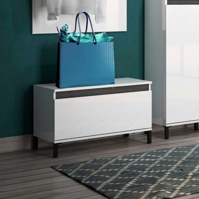 Panca 1 ribalta colore Bianco lucido, Made in Italy