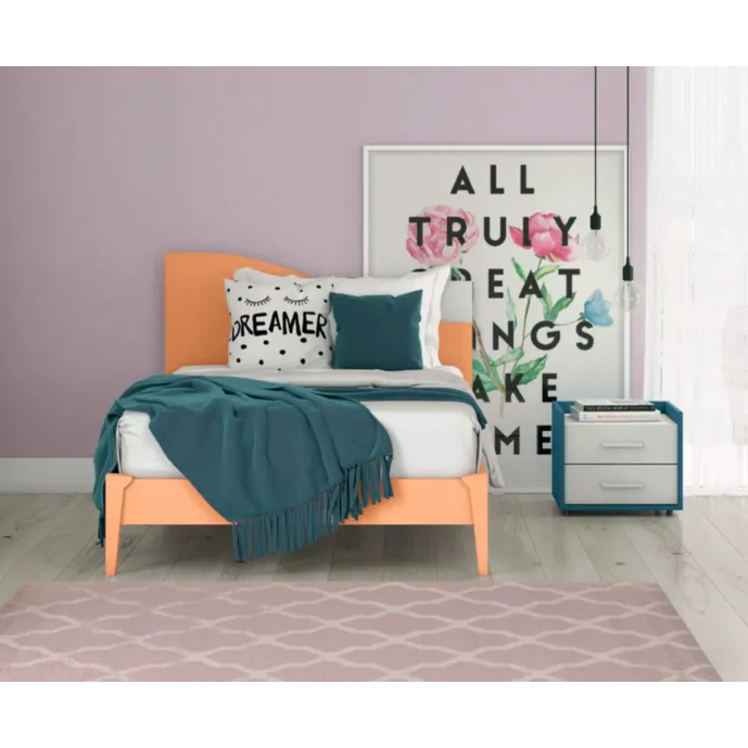 Letto 1 piazza e mezza papaya e cemento artico