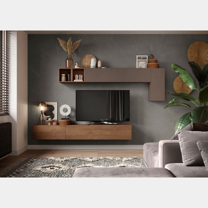 Innovativa e conveniente Parete attrezzata, finitura Mercure e Bronzo