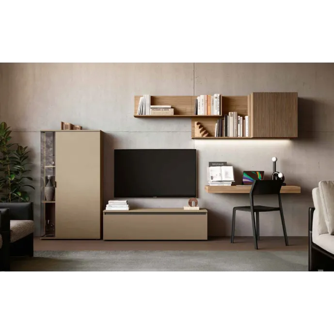 parete con scrivania noce