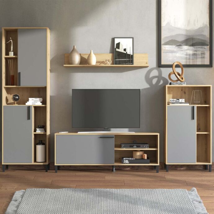 parete attrezzata economica grigia