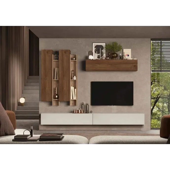 Parete attrezzata 262x40x210 h cm, Cashmere, Cadiz e Mercure, collezione Logica Zenzero Shop