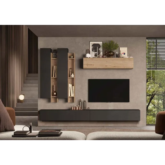 Parete attrezzata 276x30x210 h cm, Lava e Cadiz, collezione Logica Zenzero Shop