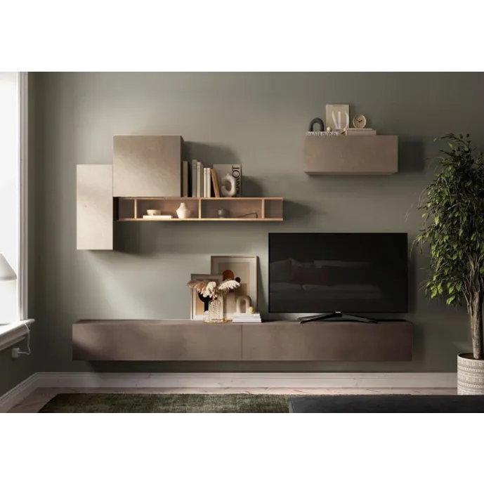 Parete Attrezzata 276x30x210 h cm, Bronzo, Argilla e Mercure, collezione Logica Zenzero Shop