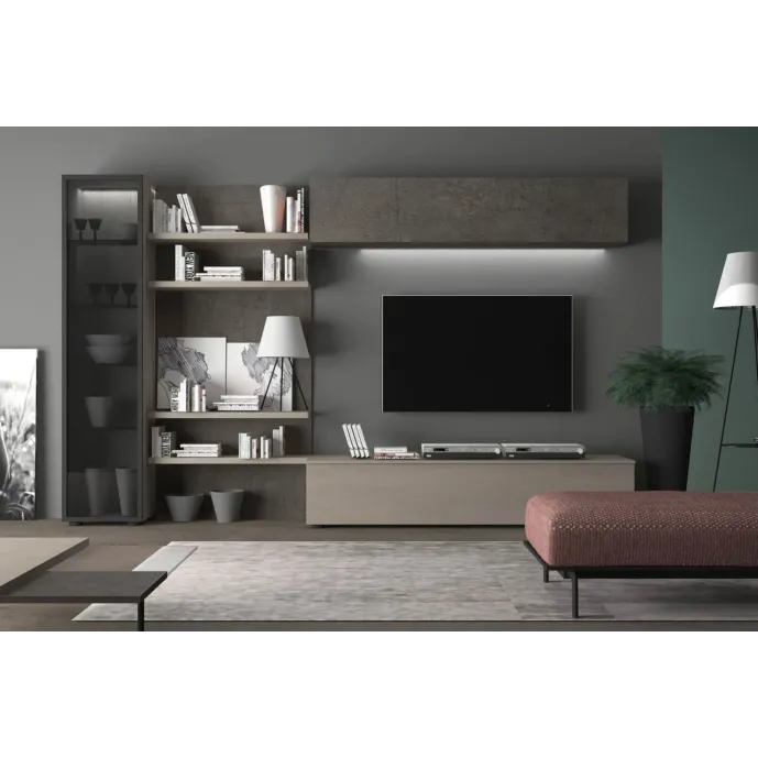 parete attrezzata con vetrina