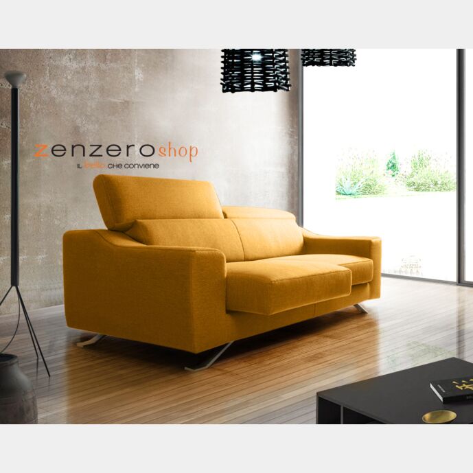 Divano moderno Halti, 3 posti, colore Corallo, made in Italy