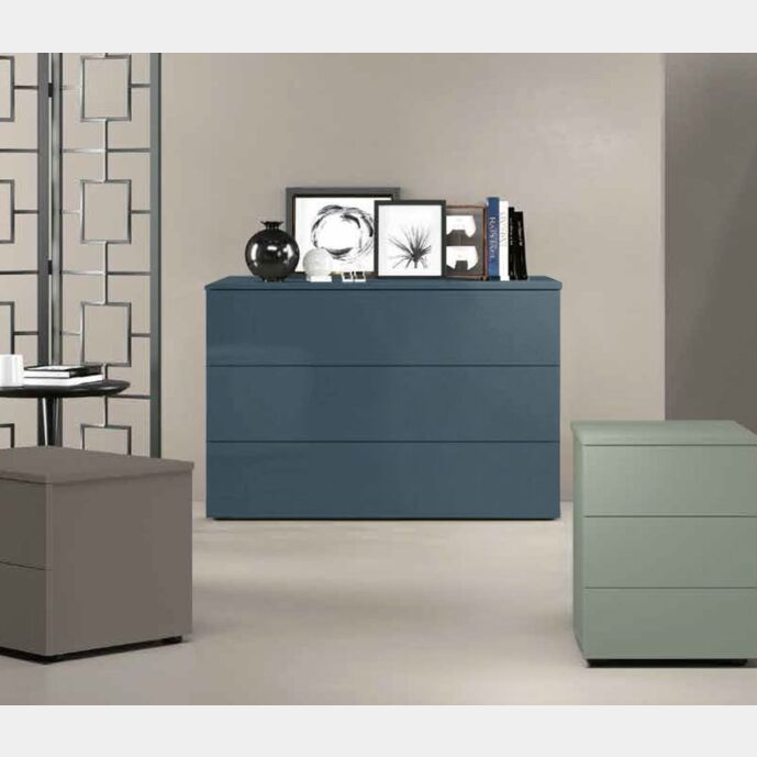 Comò moderno a 3 cassetti in finitura Petrolio
