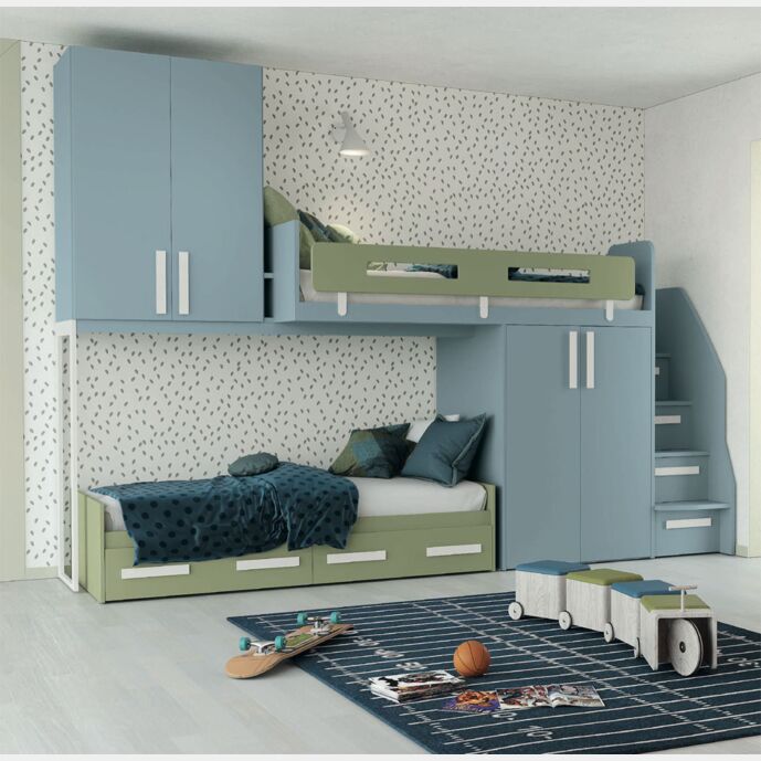 Cameretta bambini Helena in finitura Cadaques e Oliva