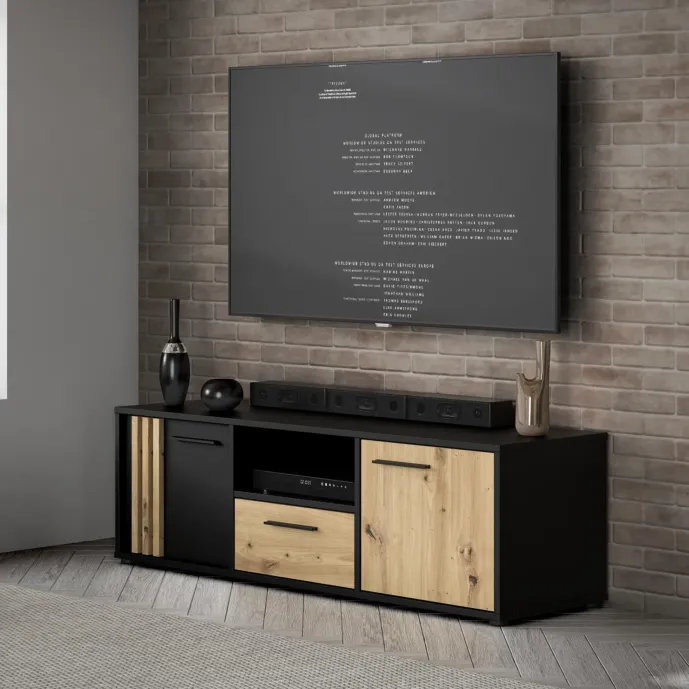 porta tv industriale nero