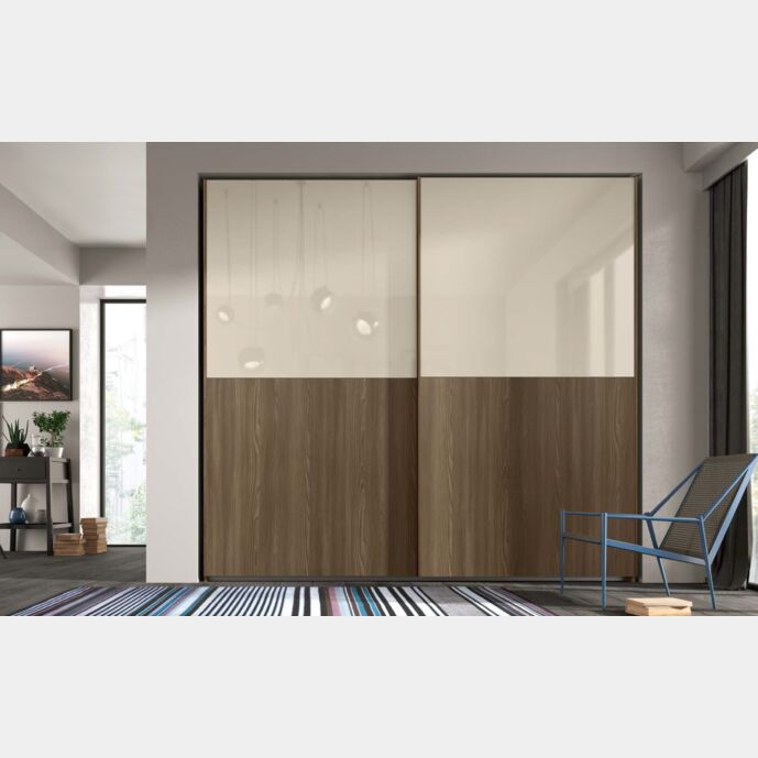 Armadio scorrevole 2 ante H.234 finitura Noce moro e Orzo