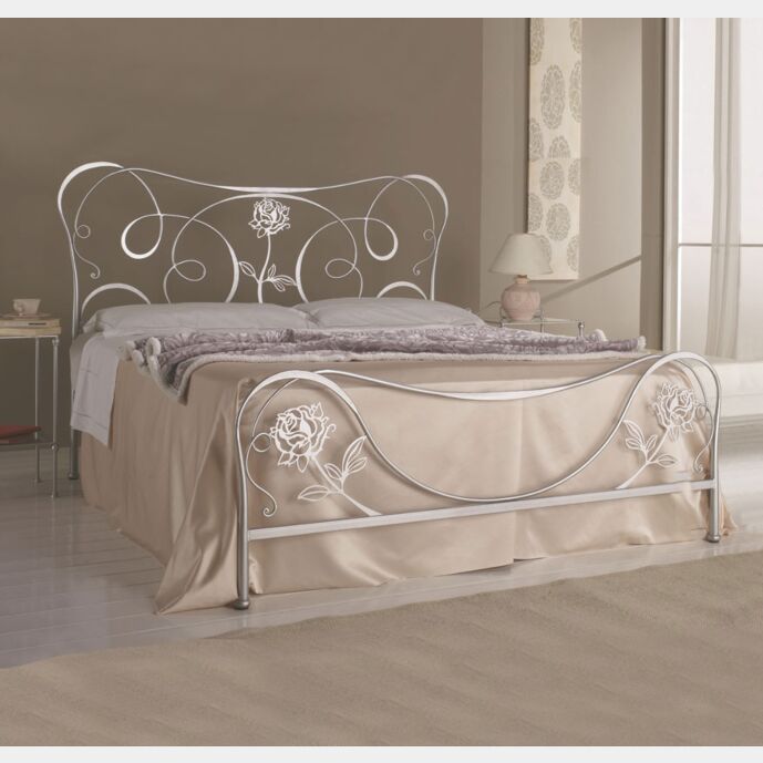 Letto ferro battuto prezzi bassi, letto Luna in finitura Argento satinato