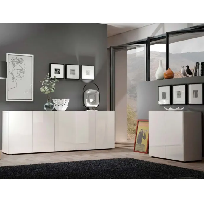 Soggiorno moderno composto da 2 credenze, Made in Italy