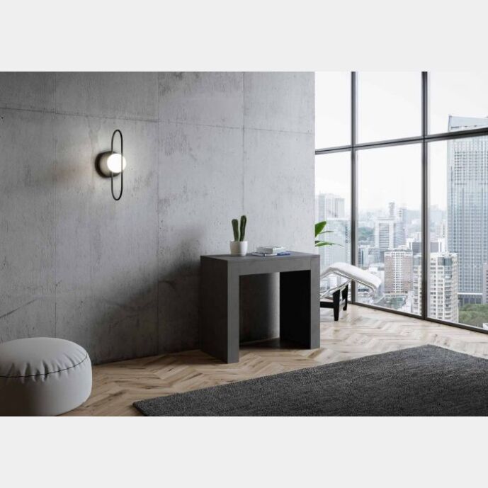 Consolle salvaspazio allungabile, finitura Antracite spatolato, Made in Italy Zenzero Shop