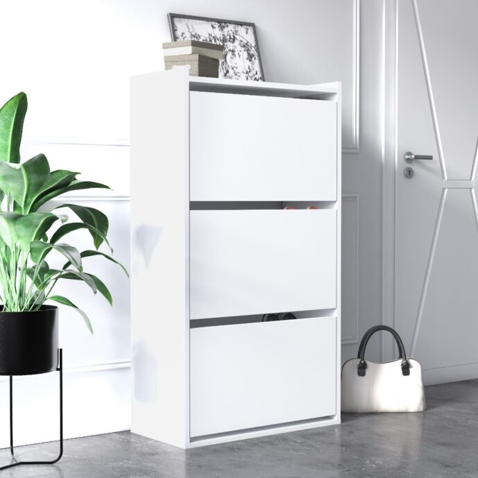 Scarpiera Ankara bianca, 3 cassetti