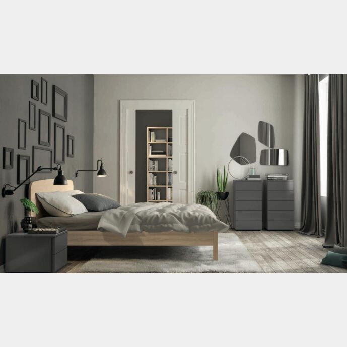 Camera matrimoniale di design in finitura Grigio titanio e Royal oak