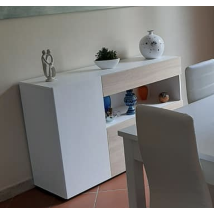 Madia economica colore rovere samoa e bianco lucido