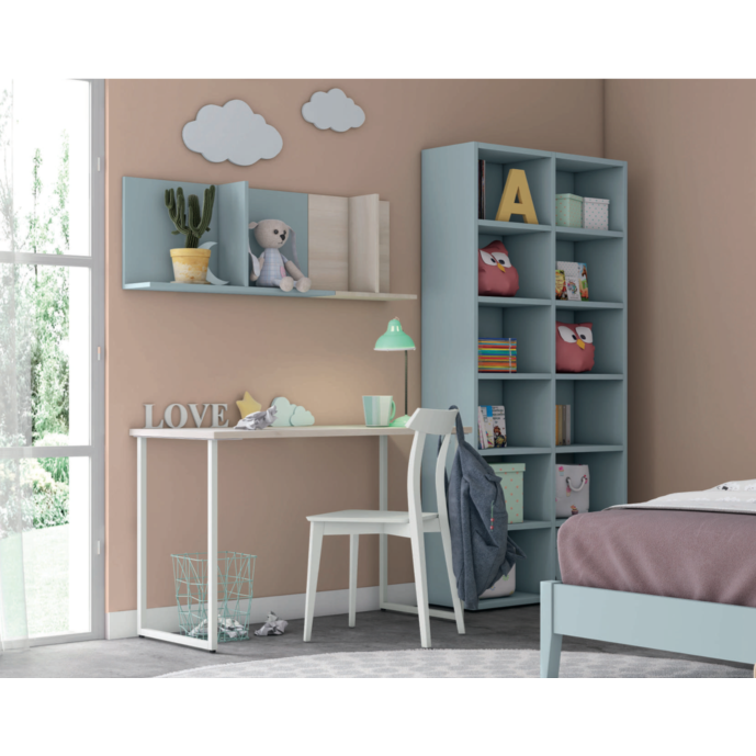 Scrivania moderna con gambe in metallo in finitura Noce brina