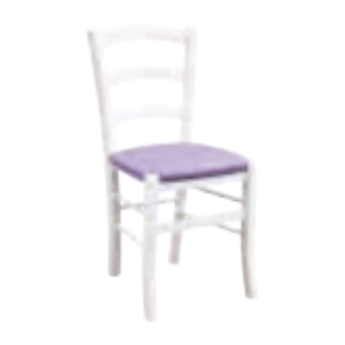 Sedia in finitura laccato bianco con fondino lilla