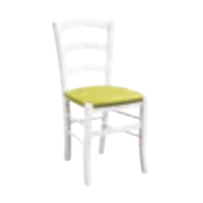 Sedia in finitura laccato bianco con fondino lime