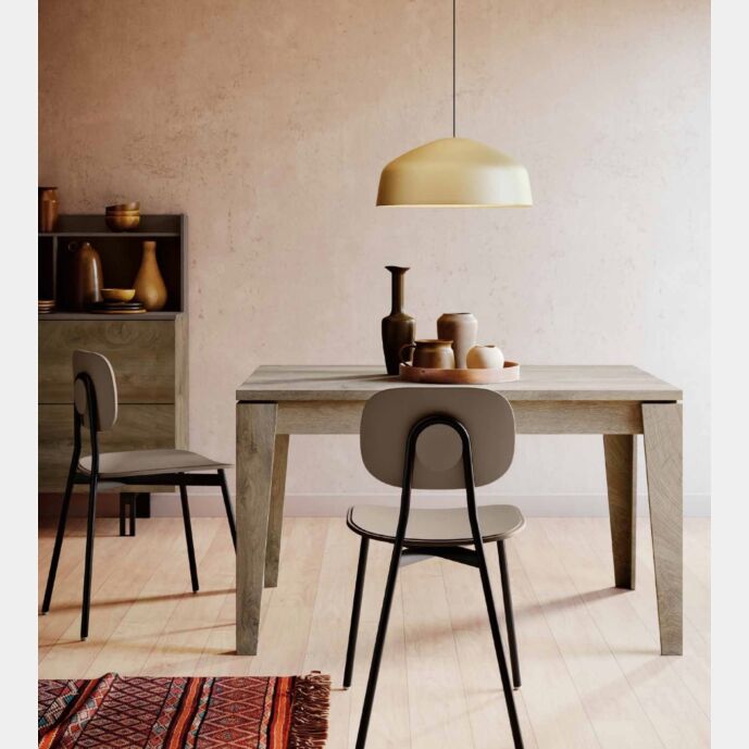 Tavolo di design L.130 allungabile, color quercia, Made in Italy