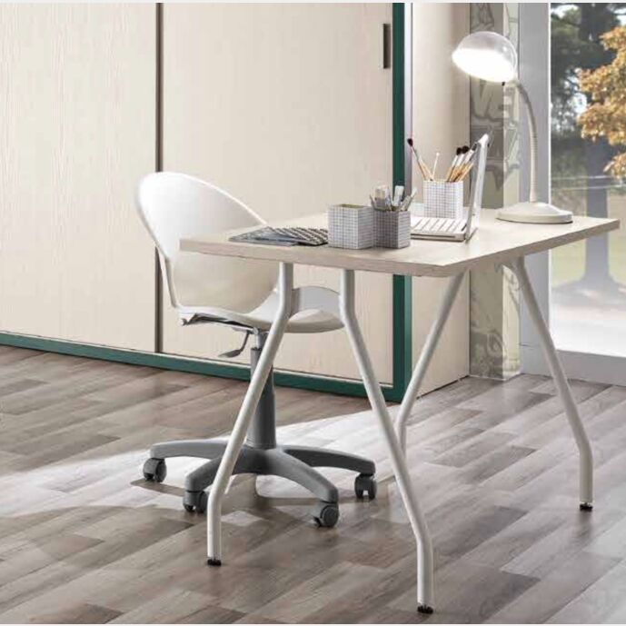 Scrivania lineare Made in Italy, colore Betulla, L.120