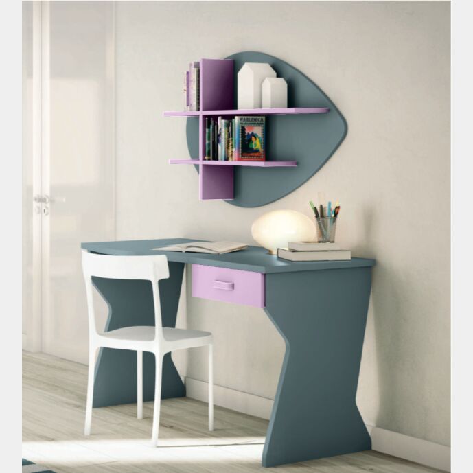 Scrivania moderna con 1 cassetto in finitura Cadaques e Papaya