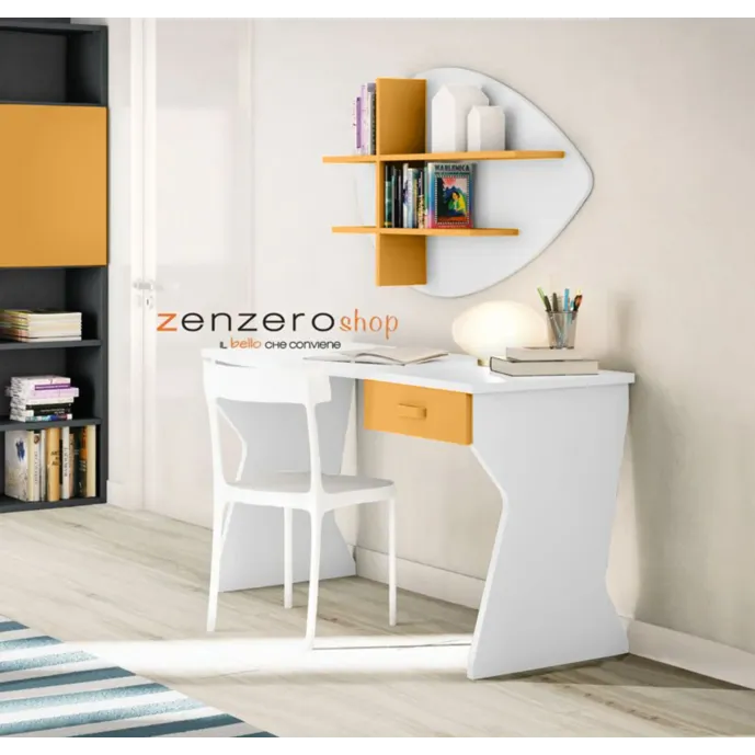 scrivania con cassetto arancio