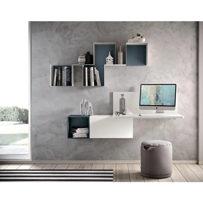 scrivania blu reale sospesa