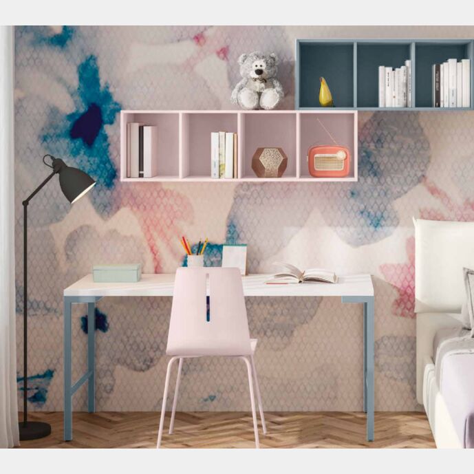 Scrivania per camerette in finitura Carta da zucchero e Bianco