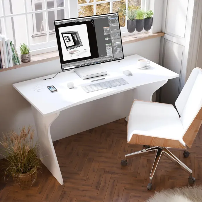 scrivania bianca sagomata