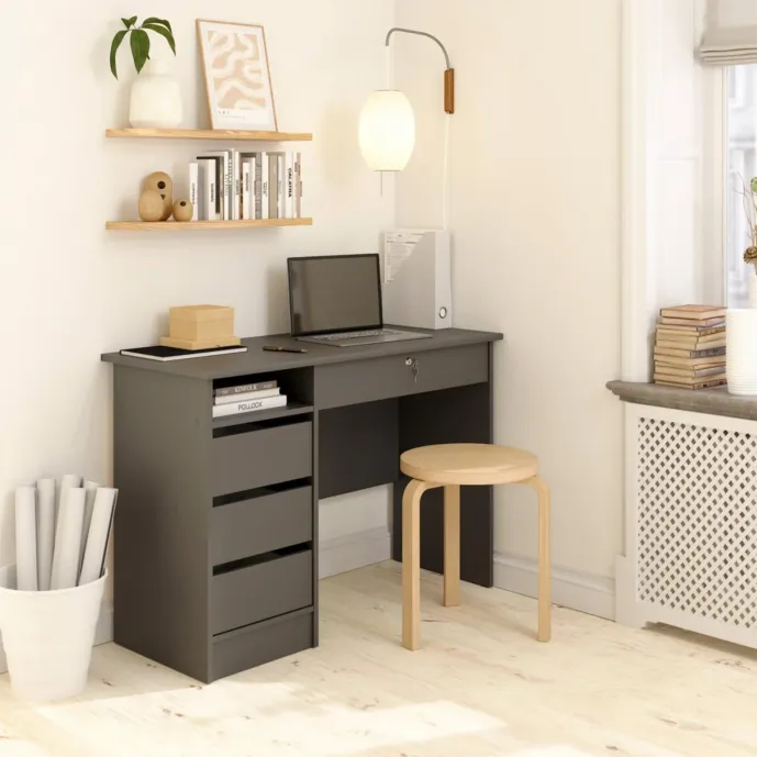 scrivania cassetti grigia
