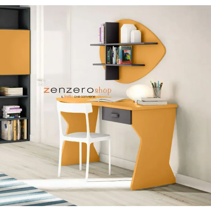 scrivania con cassetto grigio