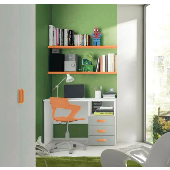 scrivania papaya e grigia