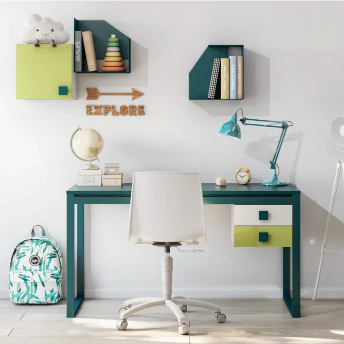 scrivania mosaico e verde