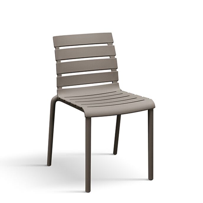 Sedia moderna in polipropilene, finitura Tortora