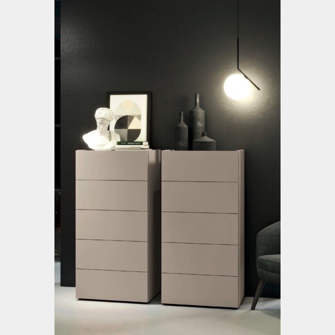 Settimino 5 cassetti moderno in finitura Canapa