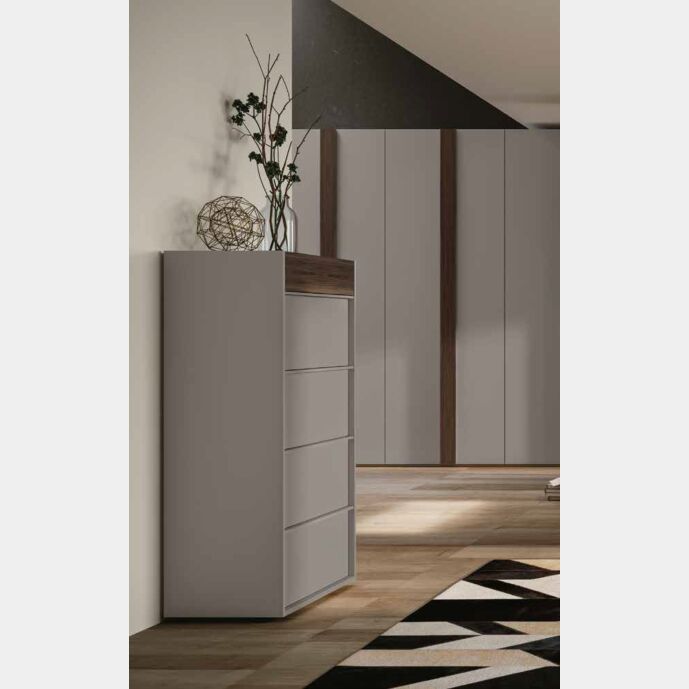 Settimino bicolor Bali, 5 cassetti, Grigio seta e Noce moro