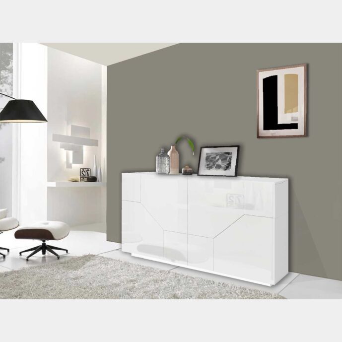Credenza salvaspazio 4 ante in finitura Bianco lucido