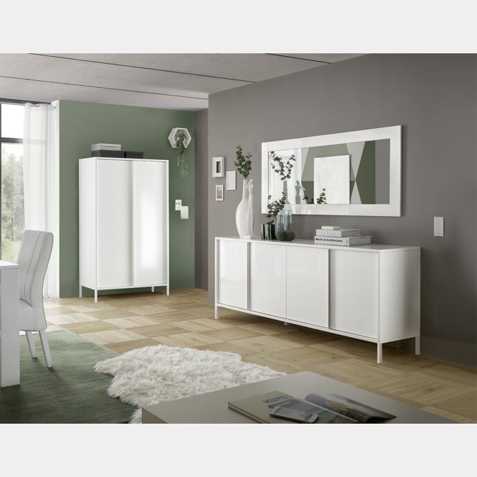 Sala da pranzo, bianca laccata lucida, composta da 2 madie