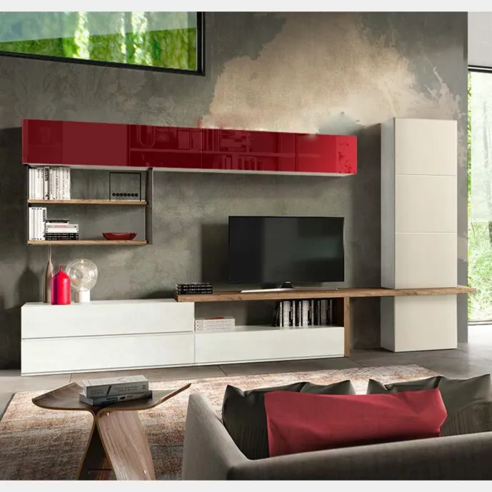 soggiorno moderno rosso