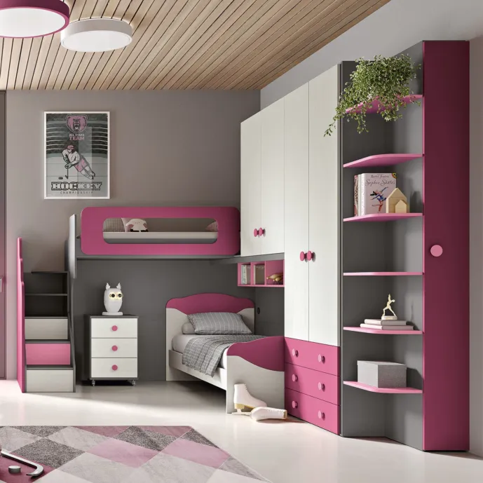 soppalco rosa e grigio