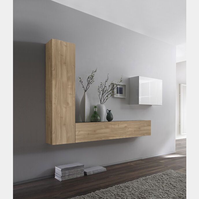 Parete attrezzata moderna di design, finitura cadiz e bianco