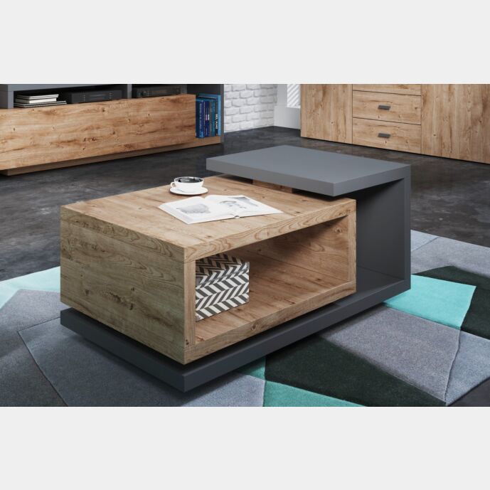 Tavolino da divano, rovere rustico e antracite