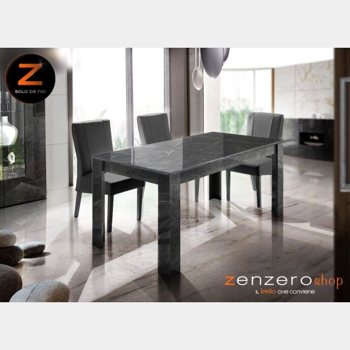 Tavolo in marmo allungabile, 180x90 cm, finitura effetto Marmo Lucido