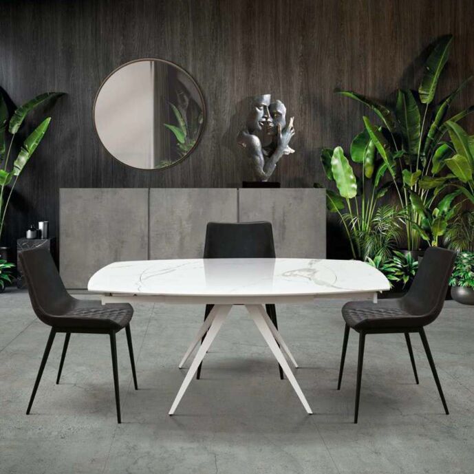 Tavolo allungabile di design con top Bianco in ceramica