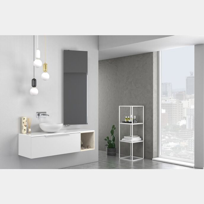 Bagno di design sospeso Bianco, Beige con specchio inclinabile